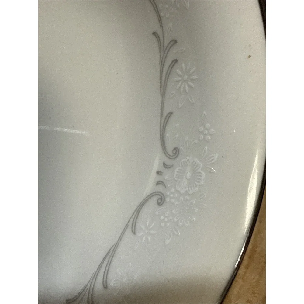 Noritake Irene 7571 Fruit Dessert Bowls Set 3 Ivory China Japan Floral Silver